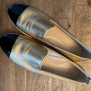 Paul Green Daniela Women's Slip On Loafers, US Size 9, Gold & Black Patent